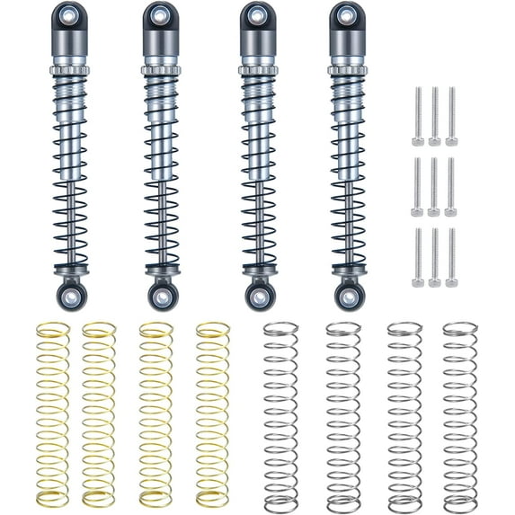 RCLIONS 1/24th RC Shocks 48mm Adjustable Absorber Damper for All 1:24 Axial SCX24 AXI90081 Deadbolt AXI00002 AXI00005 RC Crawler Car Upgrades (Grey)