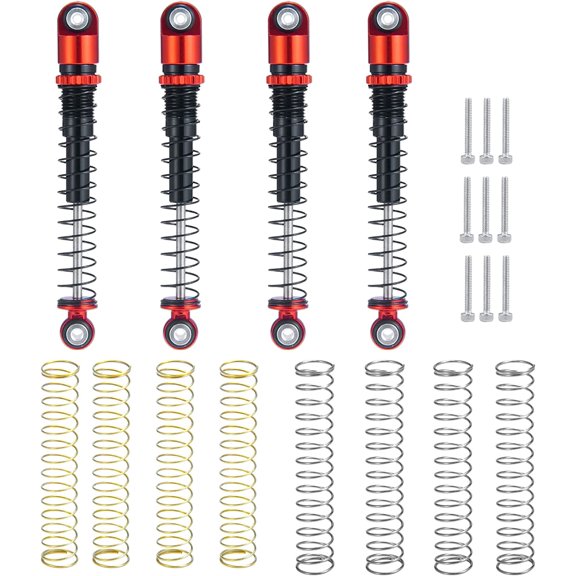 RCLIONS 1/24th RC Shocks 48mm Adjustable Absorber Damper for All 1:24 Axial SCX24 AXI90081 Deadbolt AXI00002 AXI00005 RC Crawler Car Upgrades (Red)