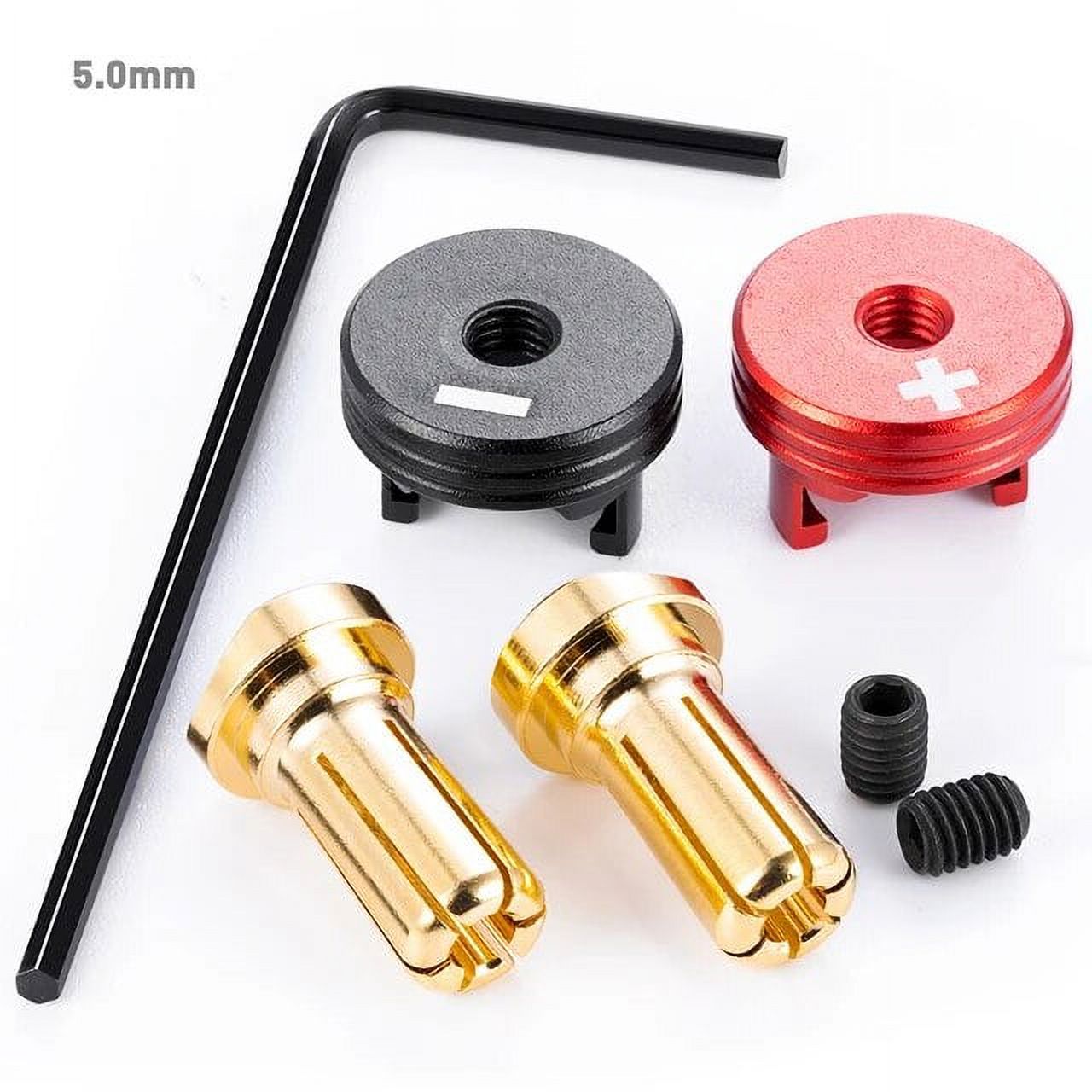 RCLIONS 1Pair 4.0mm/5.0mm Brass Bullet Banana Plug RC Car Battery Connector with Metal Heat Sink