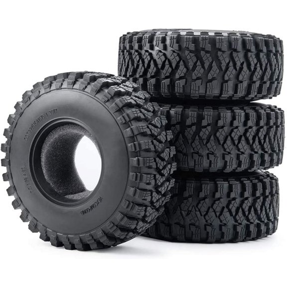 RCLIONS 2.2" 125mm RC Rubber Wheel Tires Black 4pcs - for 1/10 RC Crawler Car Axial Wraith 90048