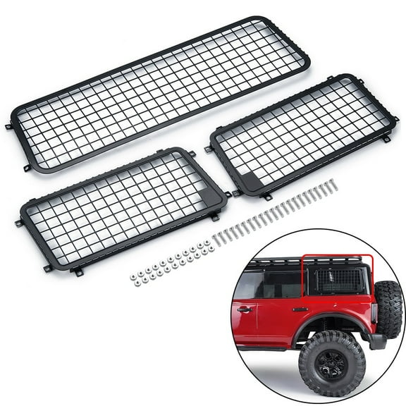 RCLIONS 3PCS Metal Window Mesh Protective Net for Trx4 Ford Bronco 1/10 RC Rock Crawler Car Upgrade Parts