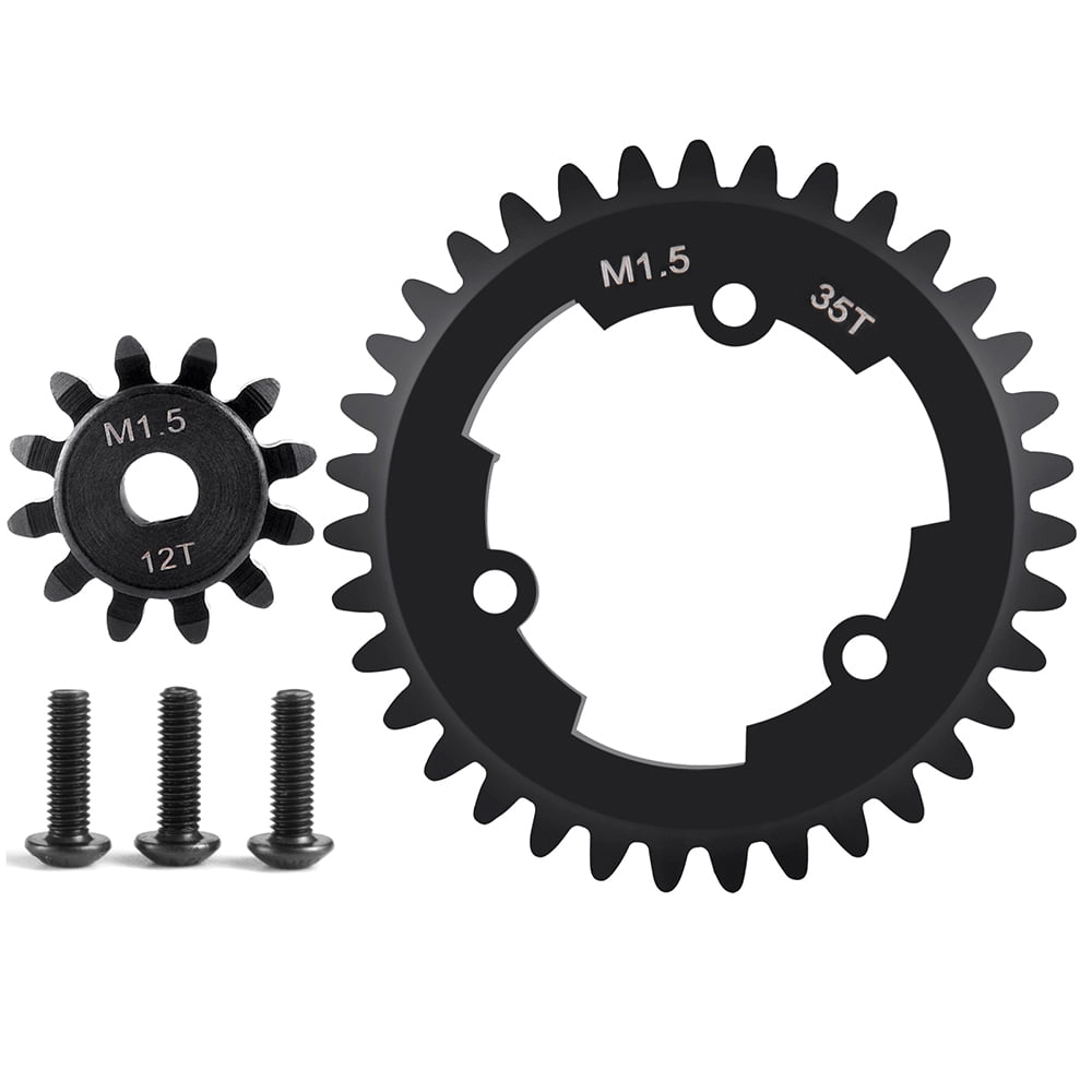 RCLIONS 40CR Steel 1.5M 35T Spur Gear and 12T Pinion Motor Gears for 1/
