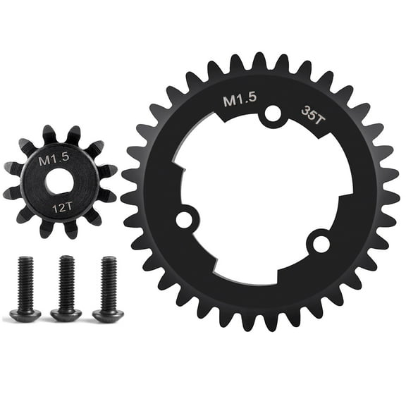 RCLIONS 40CR Steel 1.5M 35T Spur Gear and 12T Pinion Motor Gears for 1/5 X-MAXX 6S 8S MONSTER TRUCK Upgrade Accessories