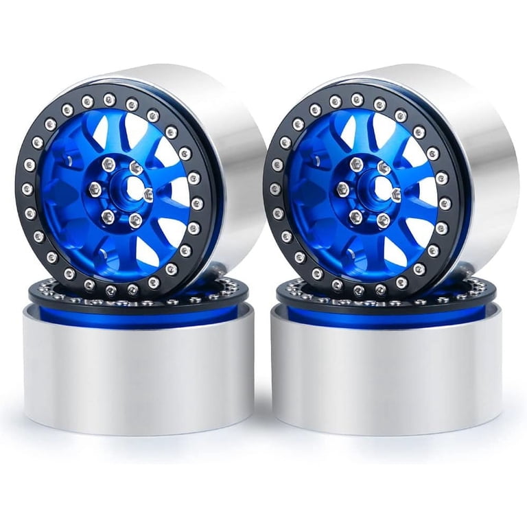 2.2 Inch Aluminum RC Beadlock Wheels For 1/10 Scale Rock Crawler - 4 Pack Black Rims