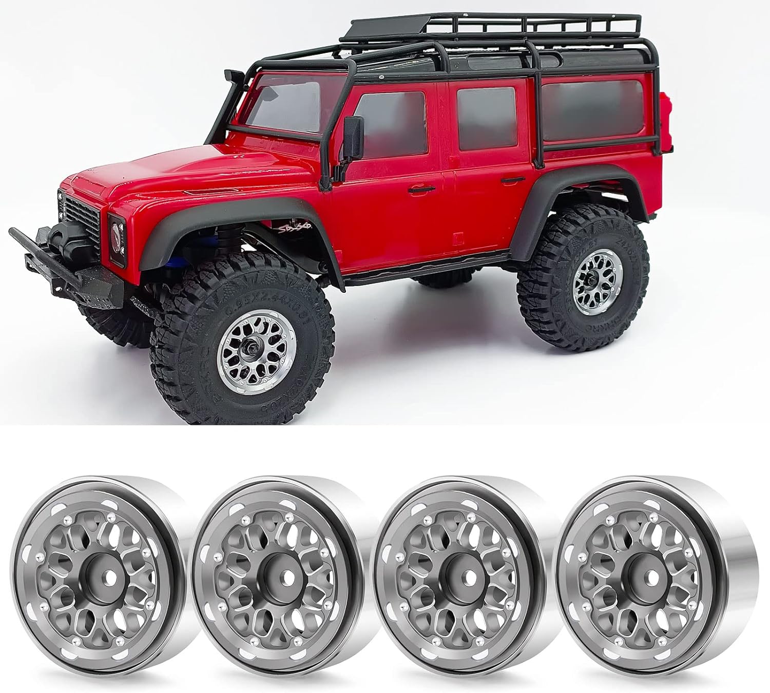 Metal Rc Rims RCLIONS 4PCS Aluminum RC Car Beadlock Wheel Rims for TRX4-M 1/18th RC ...