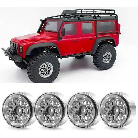 RCLIONS 4PCS Aluminum RC Car Beadlock Wheel Rims for TRX4-M 1/18th RC Crawler Buggy Car (Titanium)