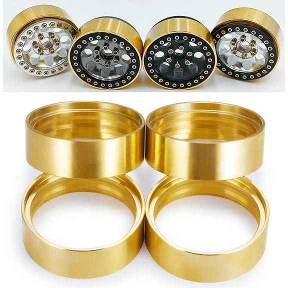 RCLIONS 4Pcs Brass Internal Beadlock Wheel Ring Clamp Rings for 1.9" Wheel Rim Axial SCX10 TRX4 TRX6 1/10 RC Crawler Car Parts