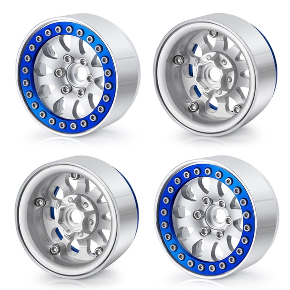 RCLIONS 4Pcs Metal Wheel Hub 6 Spokes 1.9inch Beadlock Wheel Rim for Axial SCX10 CC01 TRX4 4WD 1/10 RC Crawler Car Upgrade Parts