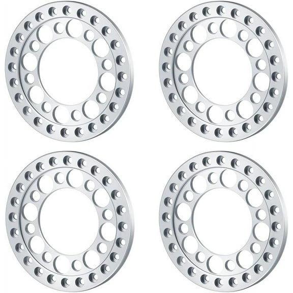 RCLIONS 4pcs Aluminum 1.9inch RC Beadlock Wheel Rim Replacement Ring for 1:10 Crawler RC Car 1.9" Wheels/Rims (Silver)