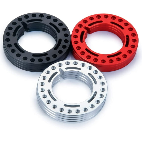 RCLIONS 4pcs Aluminum 1.9inch RC Beadlock Wheel Rim Replacement Ring for 1/10 RC Crawler Car 1.9" Wheels/Rims (Red)