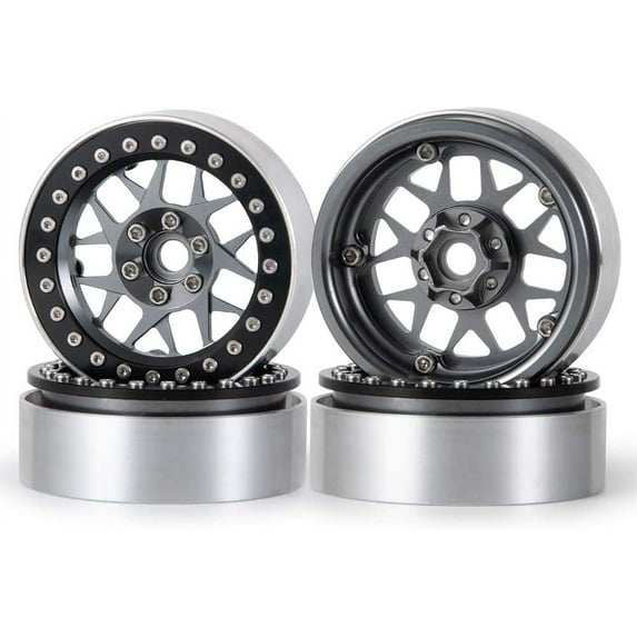 RCLIONS 4pcs Aluminum Alloy 2.2inch Beadlock Wheels Rims for Axial Wraith SCX10 TRX4 1/10th RC Rock Crawler Car (Titanium)