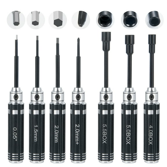 RCLIONS 7PCS Hex Screwdriver Socket Tool Set 1.5mm 2.0mm 4.0BOX 5.0BOX for RC Helicopter Boat Car Toys Repair Tools