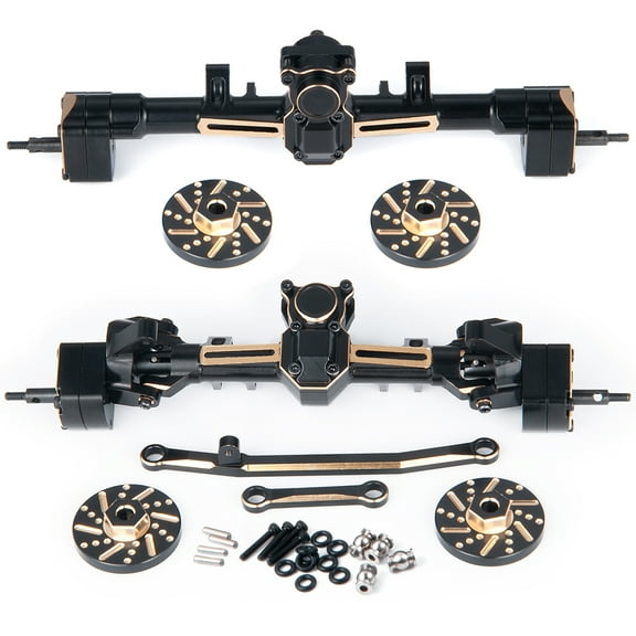 RCLIONS Brass Front Rear Portal Axle with Hex Adapter Weights for 1/24 RC Crawler Axial SCX24 Deadbolt JLU Gladiator Bronco Part