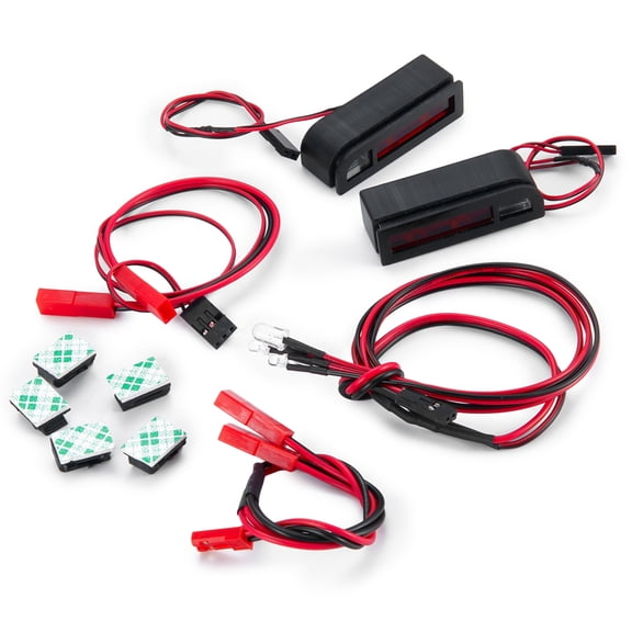 RCLIONS Front Rear LED Lights & Power Supply Set Headlights Taillights for 1/10 Scale Brushless Truck Drag Slash Upgrade Parts