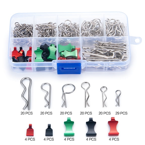 RCLIONS RC Car Body Shell Clip Pin with Storage Case for 1/24 1/10 Axial SCX24 SCX10 SCX6 TRX4 TRX6 Tamiya Truck Parts