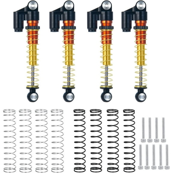 RCLions RC Shocks 43mm Adjustable Absorber Damper for 1:24th Axial SCX24 AXI90081 Deadbolt RC Crawler Car Upgrades (Black)