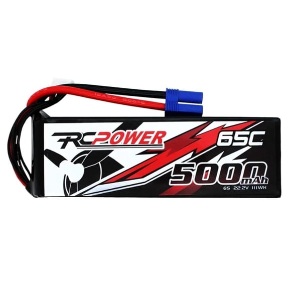 RCPower 11.1V 5000mAh 3S LiPo Battery 65C EC5 Plug for RC Cars, 2 Pack