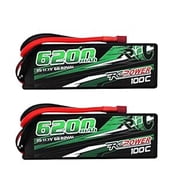 RCPower 11.1V 6200mAh 3S 100C LiPo Battery with T Plug for RC Cars, Trucks, Planes & Drones, 2 Pack