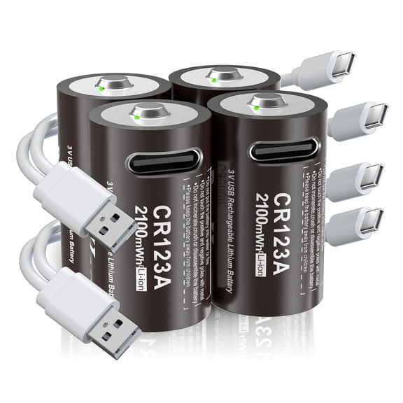 RCR123 CR123A CR123 Batteries 3V Lithium Li-ion USB Rechargeable 2100mWh cr 123a battery with Cable