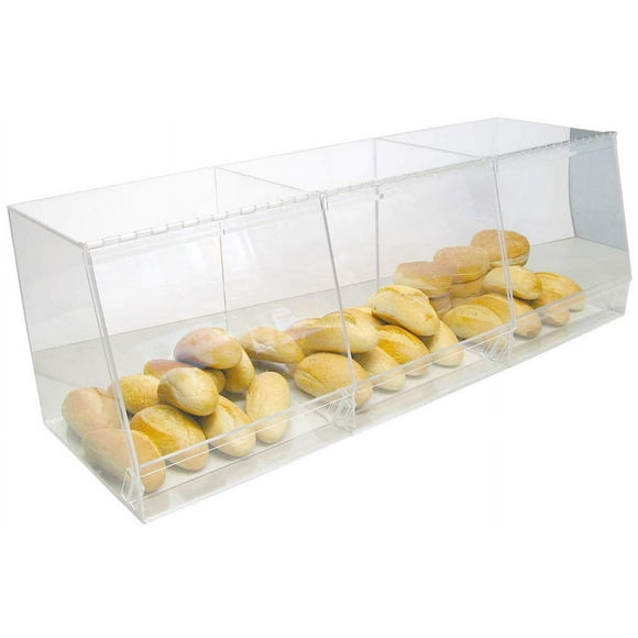 RCS Plastics Bulk Bread Storage Display Case 3 Containers for Deli or Convenience Stores, Bakery Sandwich Pastry Donut or bagel with removable crumb cleanout