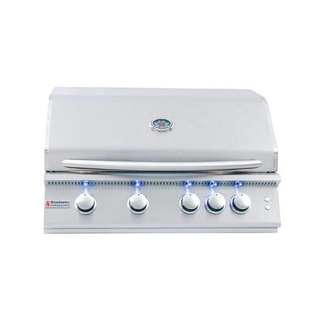 RCS Premier Series 32-Inch 4-Burner Built-In Natural Gas Grill With Rear Infrared Burner & Grill Lights - RJC32AL