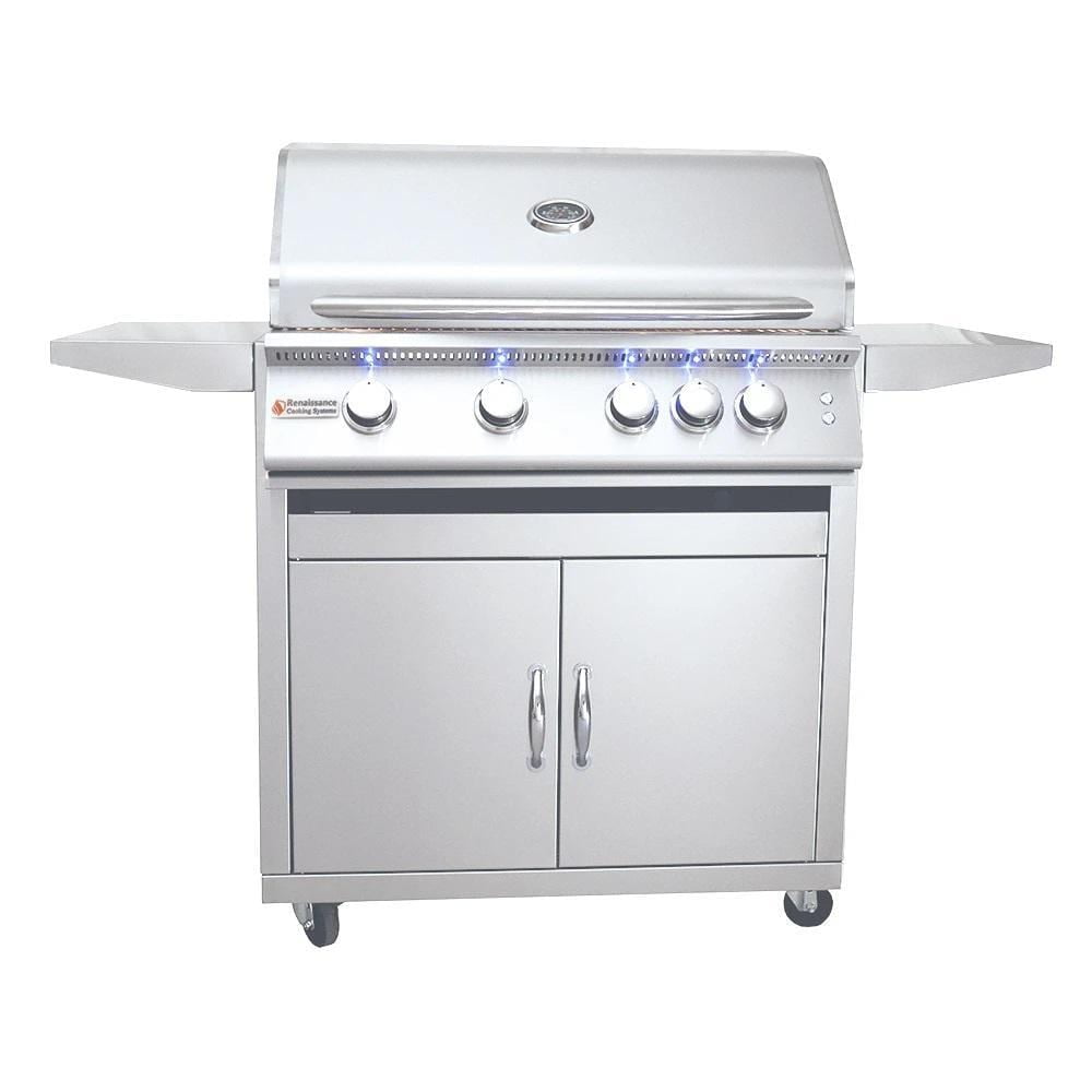 Premier 32-Inch Stainless Steel Natural Gas Grill with LED Lights