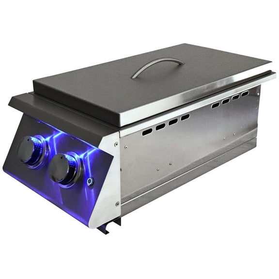 RCS Premier Series Built-In Propane Gas Double Side Burner W/ Blue LED Lights - RJCSSBLLP