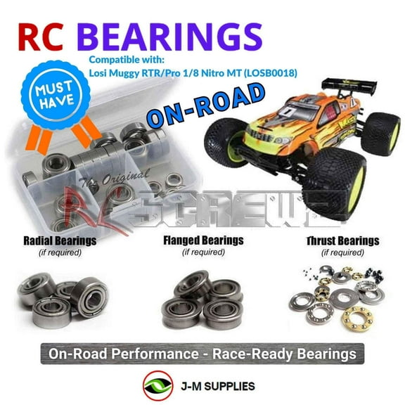 RCScrewZ Metal Shielded Bearing Kit los026b for Team Losi Muggy RTR/Pro 1/8 4WD MT (LOSB0018) | PRO