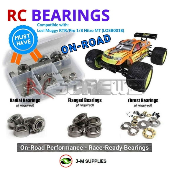RCScrewZ Metal Shielded Bearing Kit los026b for Team Losi Muggy RTR/Pro 1/8 4WD MT (LOSB0018) | PRO