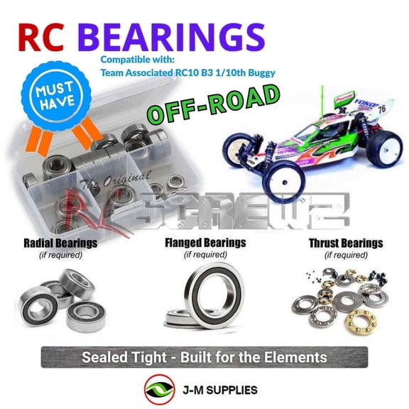 RCScrewZ Rubber Shielded Bearing Kit ass005r for Associated RC10 B3 1/10th Buggy RC Car | SET