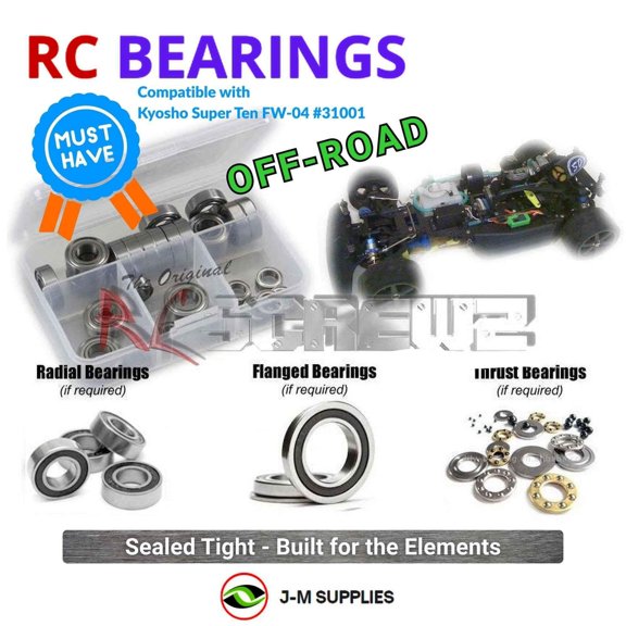 RCScrewZ Rubber Shielded Bearing Kit kyo037r for Kyosho Super Ten FW-04 1/10 Touring (#31001) | PRO