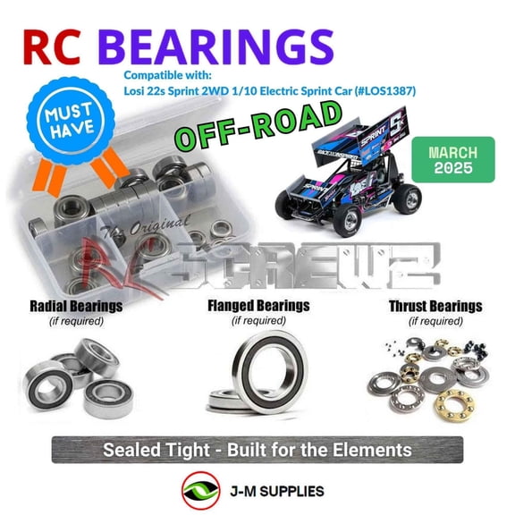 RCScrewZ Rubber Shielded Bearings los150r for Losi 22s Sprint 2WD 1/10 Sprint Car (LOS1387) | SET