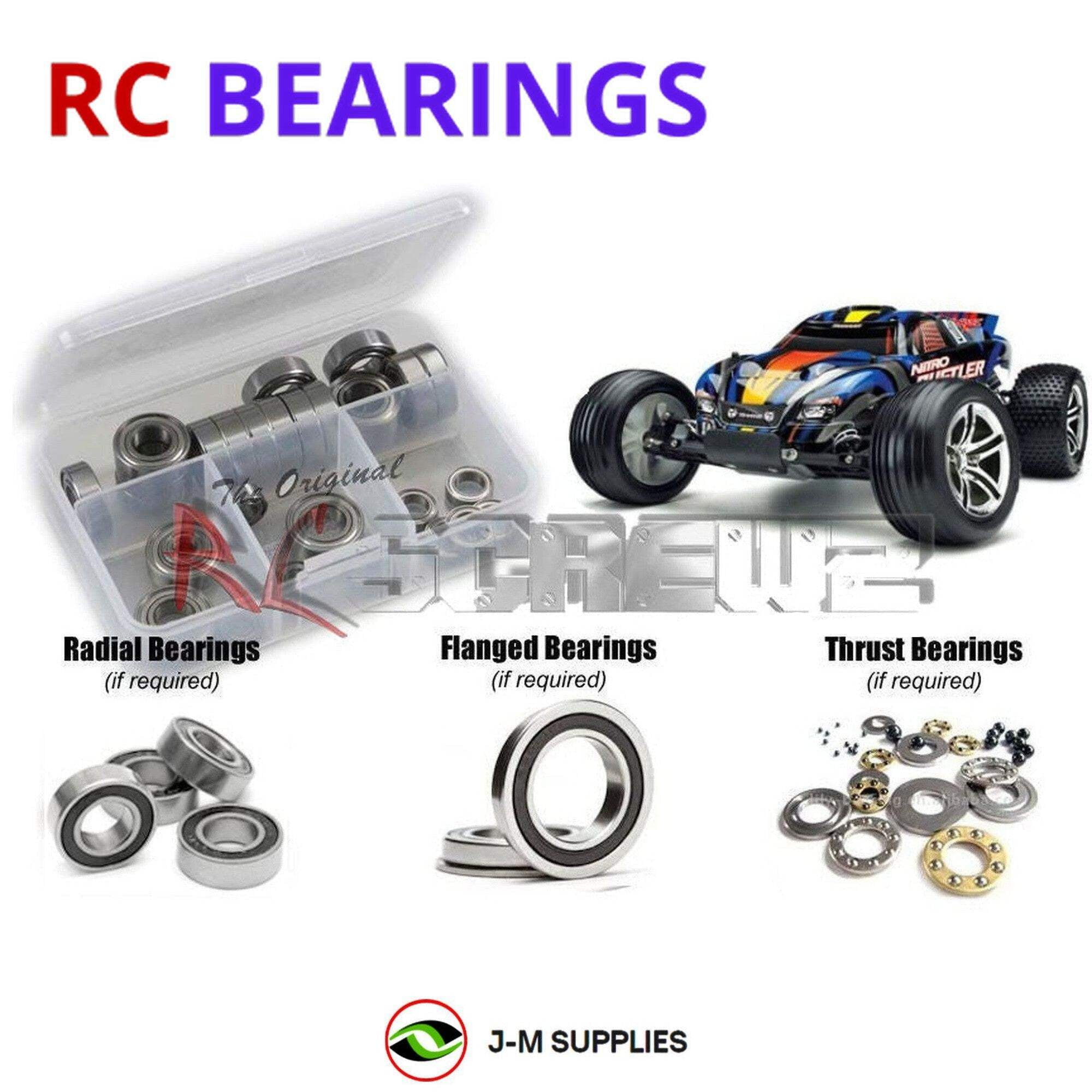 FastEddy Ceramic Bearing Kit For Traxxas Nitro Rustler 2.5 RC Truck - Rubber Sealed (19 Bearings)