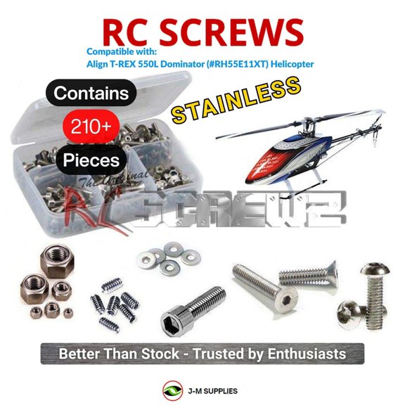 RCScrewZ Stainless Screw Kit alg027 for Align T-REX 550L Dominator (#RH55E11XT) Helicopter | SET
