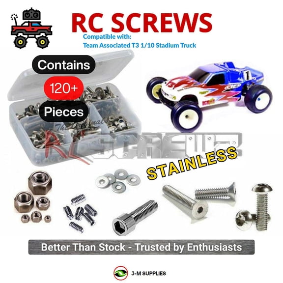 RCScrewZ Stainless Screw Kit ass004 for Team Associated T3 1/10 Stadium Truck RTR/Factory | SET