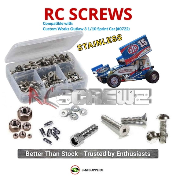 RCScrewZ Stainless Screw Kit cus024 for Custom Works Outlaw 3 1/10 Sprint Car (#0722) | PRO