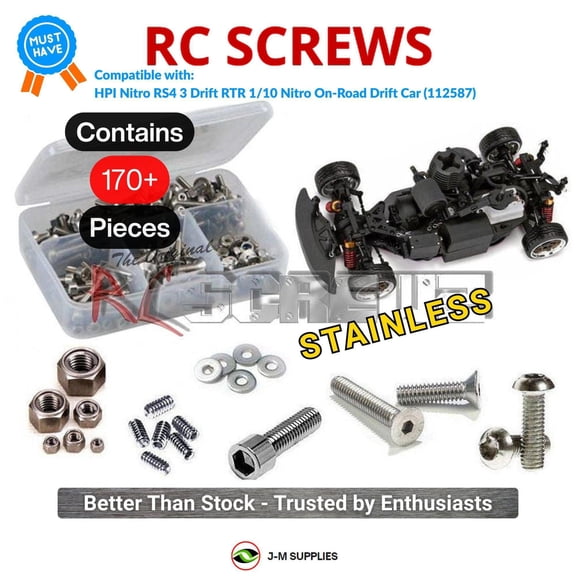 RCScrewZ Stainless Screw Kit hpi096 for HPI Racing RS4 3 Nitro Drift #112587 RC Car | SET