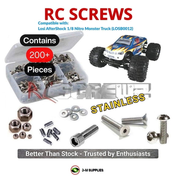 RCScrewZ Stainless Screw Kit los023 for Losi AfterShock 1/8th Nitro (LOSB0012) RC Car | SET