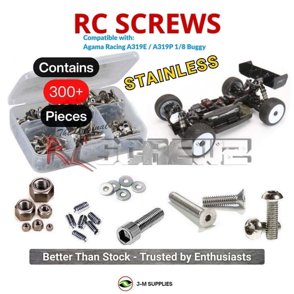 RCScrewZ Stainless Steel Screw Kit aga007 for Agama Racing A319E/P 1/8th Buggy RC Car | SET