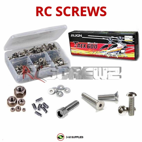 RCScrewZ Stainless Steel Screw Kit alg004 for Align T-REX 600 Nitro Helicopter (#KX0160NPTL) | SET