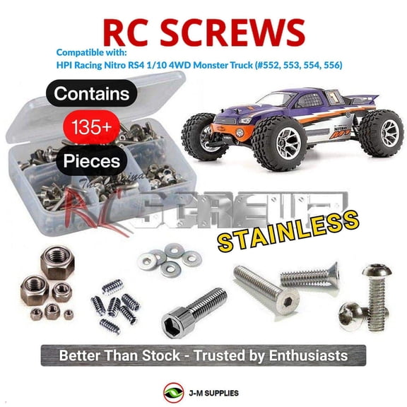 RCScrewZ Stainless Steel Screw Kit hpi005 for HPI Racing Nitro RS4 1/10 4WD MT RTR (#556) | SET