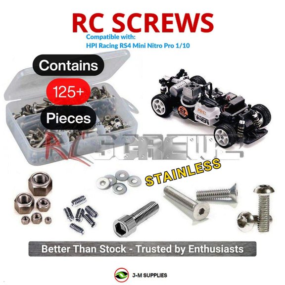 RCScrewZ Stainless Steel Screw Kit hpi022 for HPI Racing RS4 Mini Nitro Pro 1/10 RC Car | SET