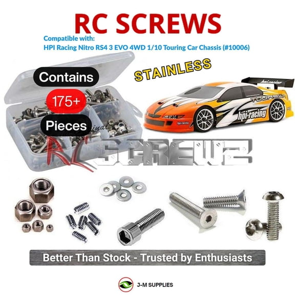 RCScrewZ Stainless Steel Screw Kit hpi026 for HPI Racing RS4 3 EVO RTR RC Car | SET