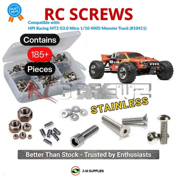 RCScrewZ Stainless Steel Screw Kit hpi038 for HPI Racing MT2 G3 Nitro (#10411) | PRO
