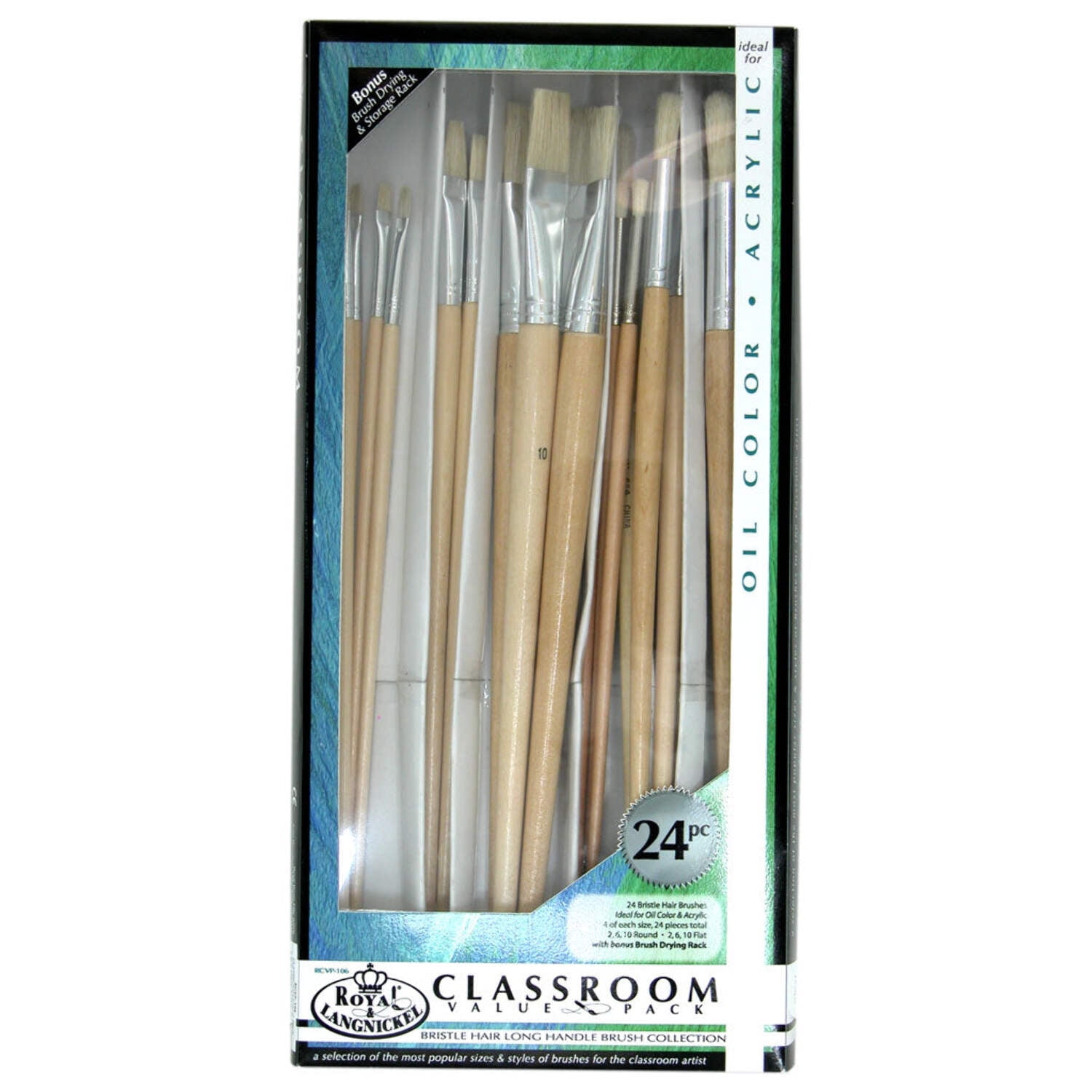 RCVP-106 | Classroom 24pc Bristle Hair Long Handle Brush Set