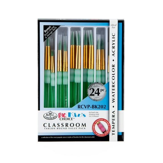 RCVP-BK202 | Big Kid's Choice™ 24pc Taklon Round Brush Classroom Value Pack