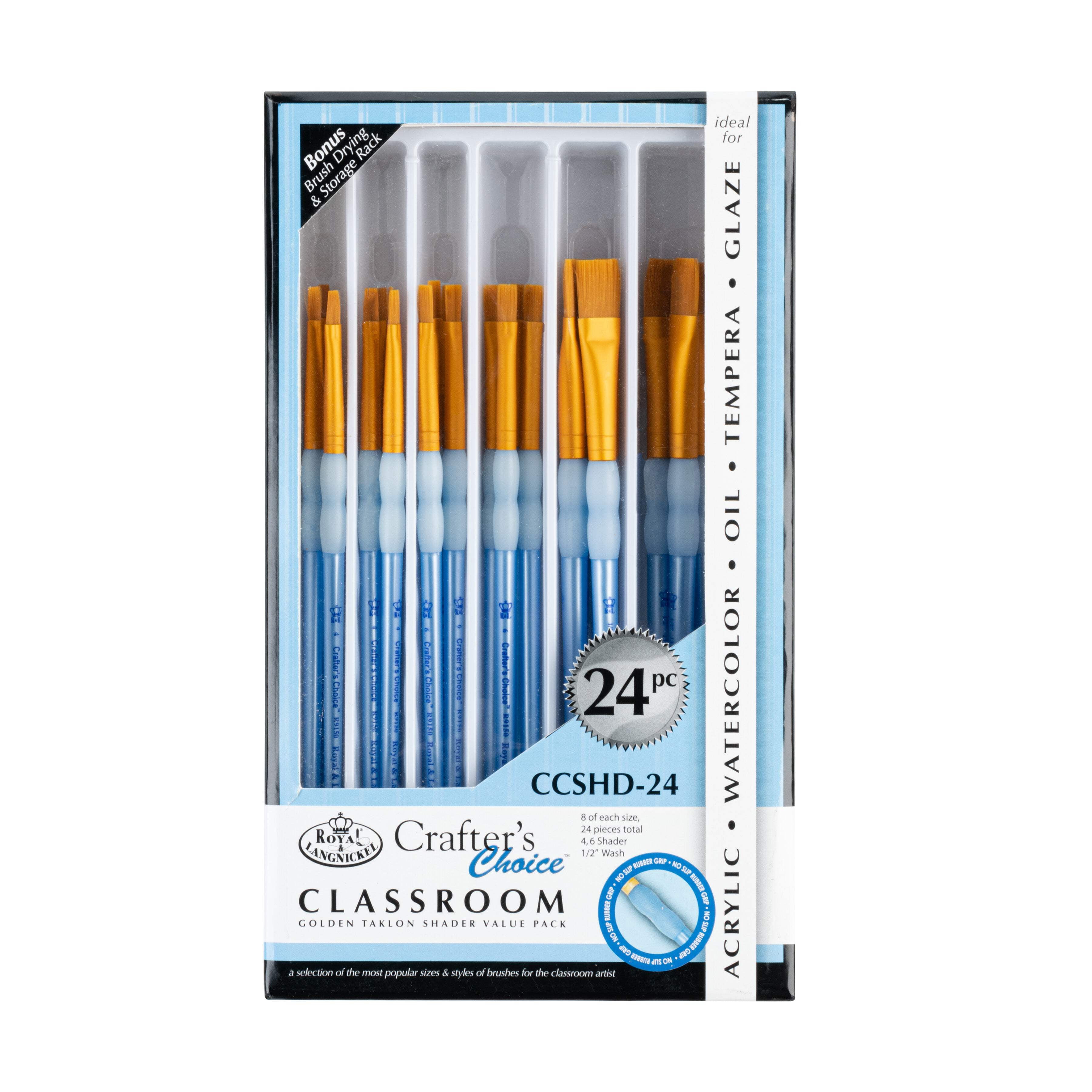 Royal & Langnickel Crafter's Choice™ Gold Taklon 24pc Shader Brush Assortment