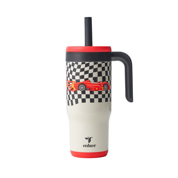 Reduce Chiller Kids 18oz Handled Tumbler with Spill-Proof Straw & Handle. Insulated Stainless Steel, Speed Race