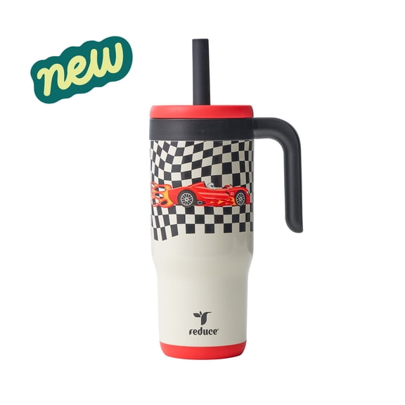 Reduce Chiller Kids 18oz Handled Tumbler with Spill-Proof Straw & Handle. Insulated Stainless Steel, Speed Race