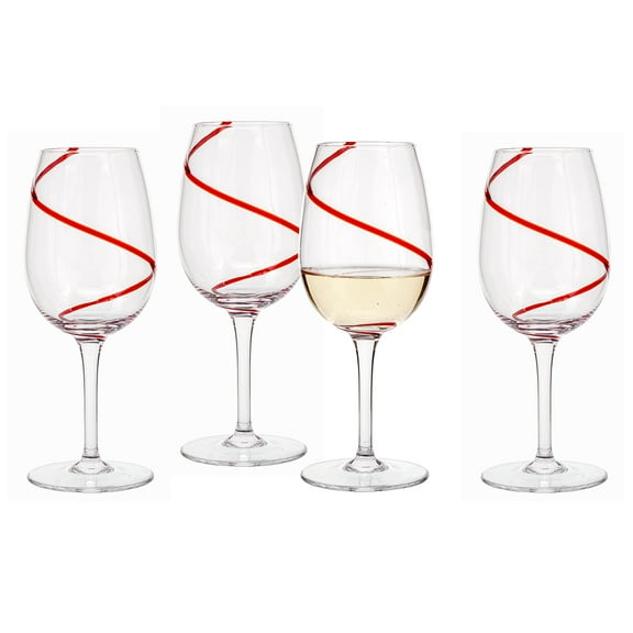 Holiday Time Red Swirl White Wine 4pack